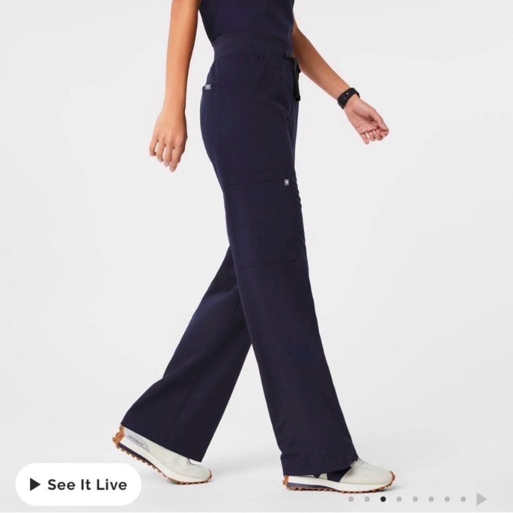 Figs Wide Leg Scrub Pants in Navy